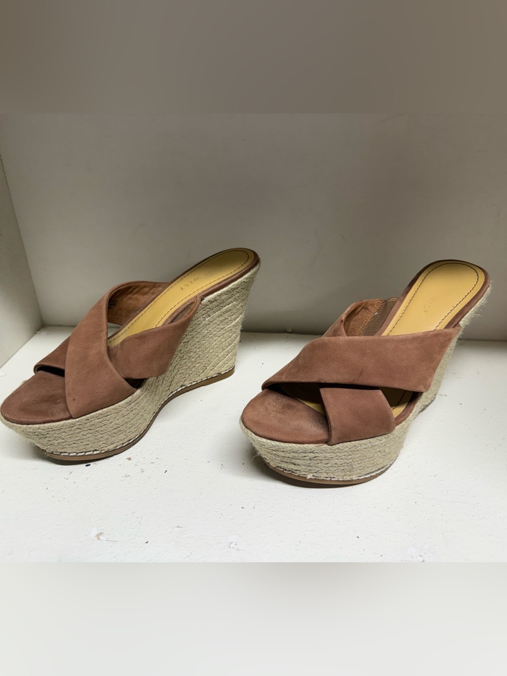 Nine West Brown Suede Espadrille Wedge Sandals